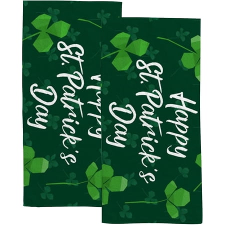 Absorbent Soft Hand Fingertip Towels 2 Pcs Face Bath Towels Set Typographic Saint Patrick's Day Washcloths for Bathroom Hotel Kitchen 30x15in