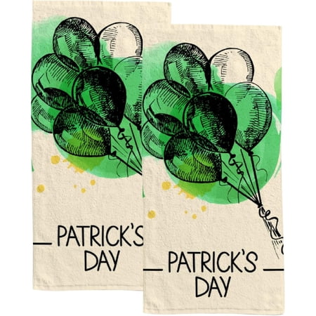 Absorbent Soft Hand Fingertip Towels 2 Pcs Face Bath Towels Set Watercolor St Patricks Day Balloons Washcloths for Bathroom Hotel Kitchen 30x15in
