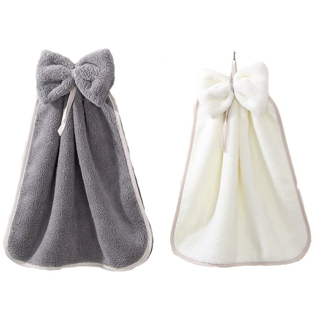 Absorbent Soft Hand Towels with Hanging Loops for Kitchen Bathroom