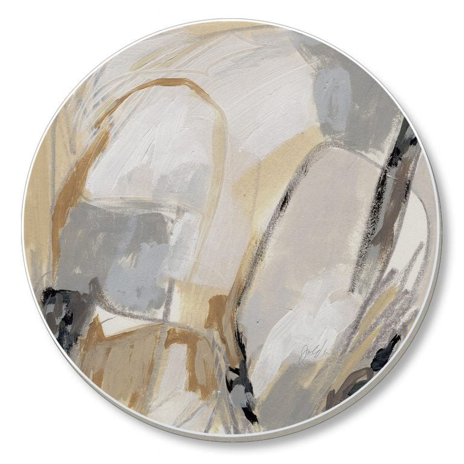 Abstract Neutral Stoneware Round Coaster Set of 4