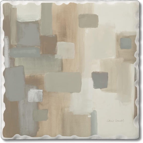 Absorbent Stone Tumbled Tile Coasters, Soft Patches I, Set of 4