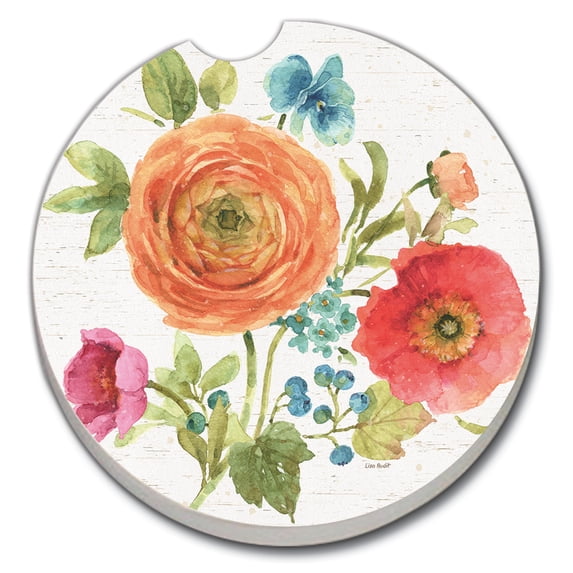Absorbent Stoneware Car Coaster, Country Fresh, Set of 2