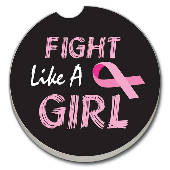 Absorbent Stoneware Car Coaster, Fight Like a Girl, Set of 2