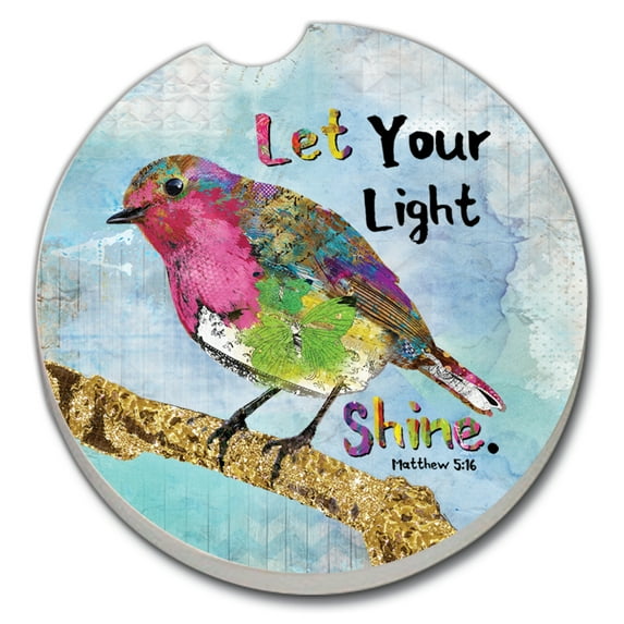 Absorbent Stoneware Car Coaster, Pretty Bird, Set of 2