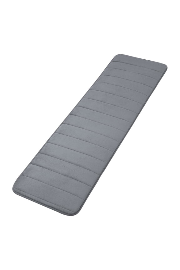 Absorbent Striped Extra Long Memory Foam Bath Mat for Bathroom Bedroom Floor Shower Runner Rug Black 16" x 47"