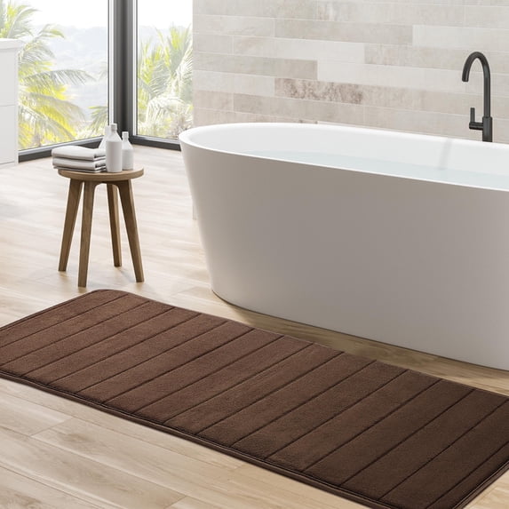 Absorbent Striped Memory Foam Bathroom Rug, 40X120Cm Long Floor Mat For Bathroom Entryway & Shower Area, Non-Slip Washable Comfortable Design With Memory Foam Technology For Water