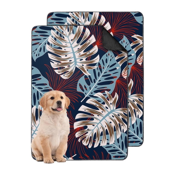 Absorbent Washable Pee Pads for Medium Dogs, Stylish Tropical Print Disguises Stains, Features a Secure Non-Move Base for Tile and Wood Floors. (Hawaiian plant patterns, 24" x35")