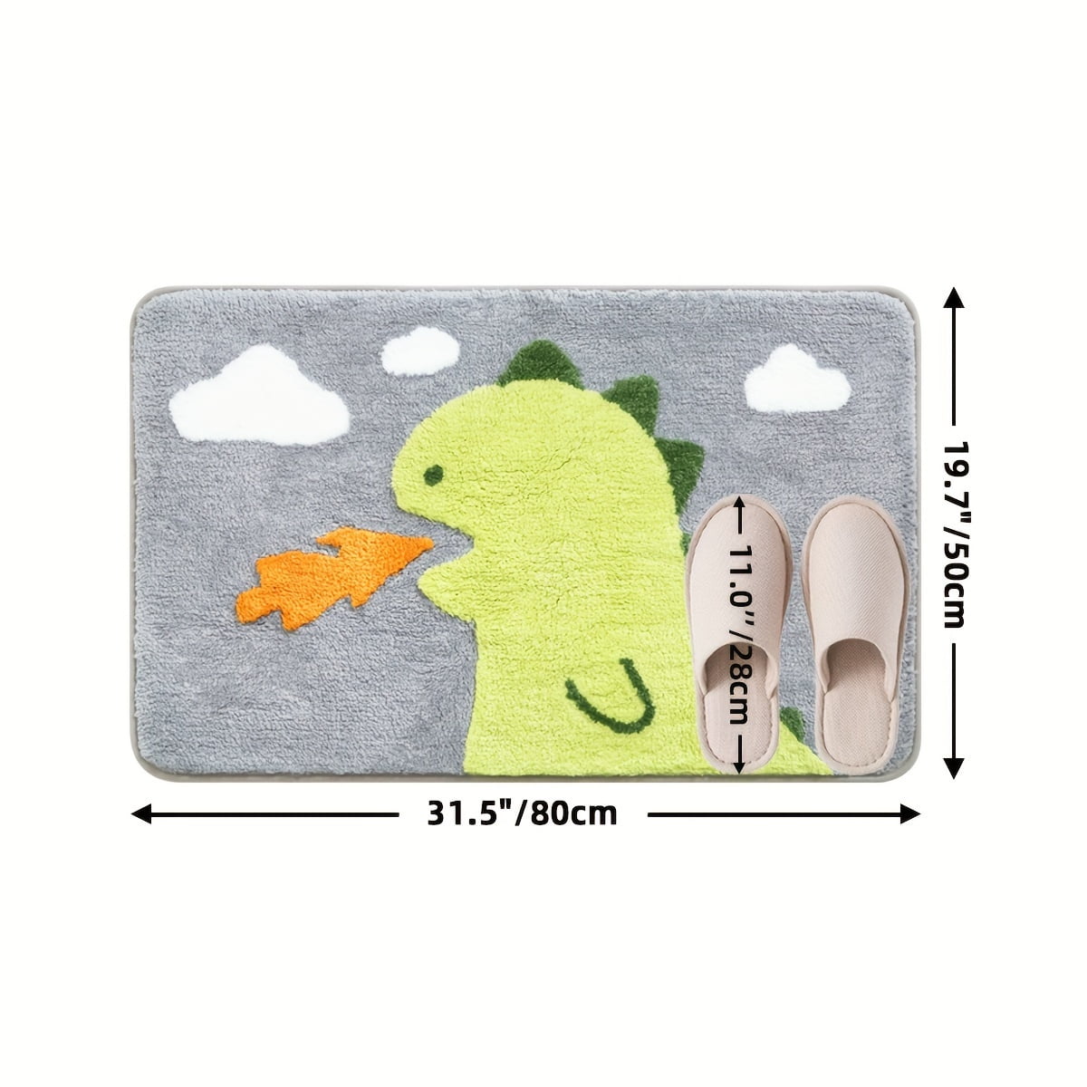 Absorbent and NonSlip Bathroom Floor Mat with Fire Dragon Pattern