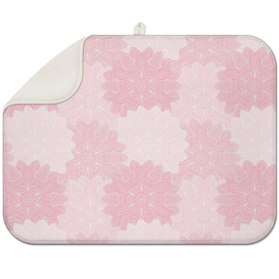 Absorbent microfiber dish drying mat 18x24 Inch in boho floral style, offering a large drying surface and durable construction