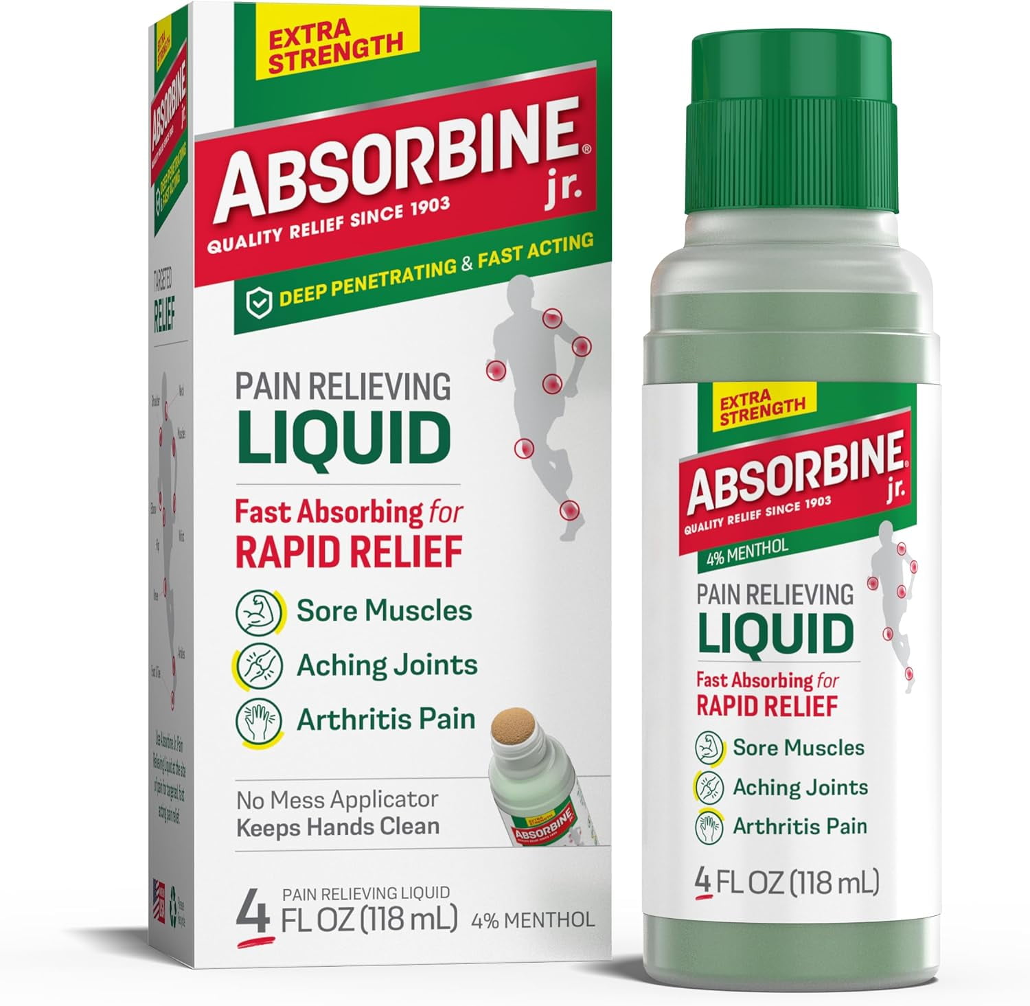 Absorbine Jr. Maximum Strength Pain Relieving Liquid, 4 Menthol Liquid