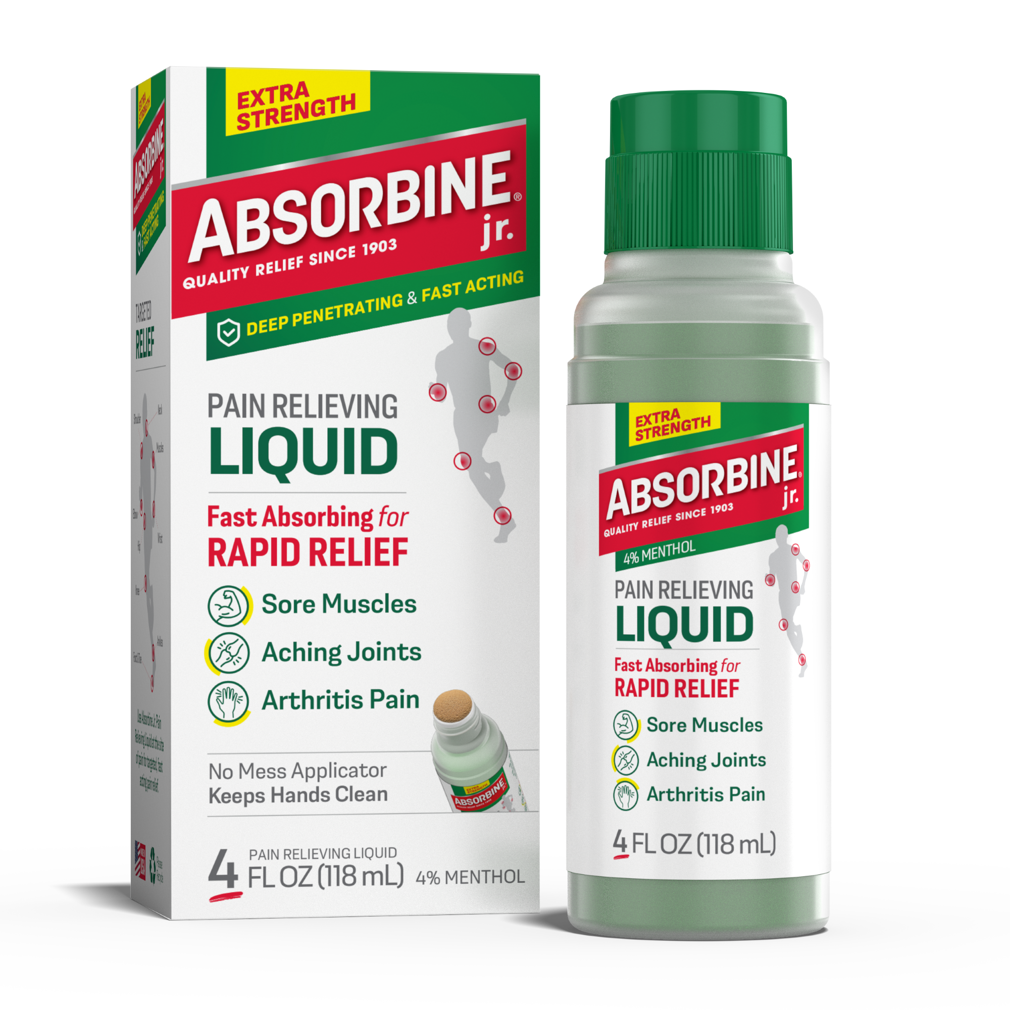 Absorbine Jr. Pain Relieving Liquid with Menthol for Sore Muscles, Joint Aches and Arthritis Pain Relief, 4oz - image 1 of 8