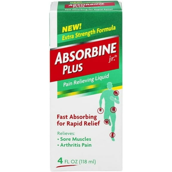 ABSORBINE JR. Extra Strength Pain Relieving Liquid, for Muscle, Joints, Arthritis Pain, with No-Mess Applicator, 4 Oz - 2 Pack