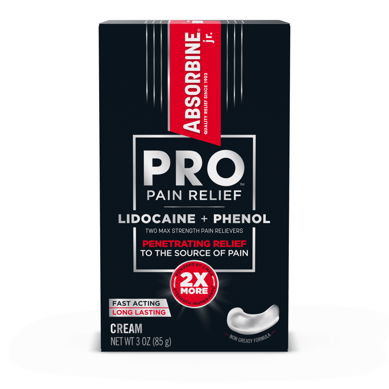 Absorbine Jr. PRO Max Strength Lidocaine Cream FastActing Pain Relief