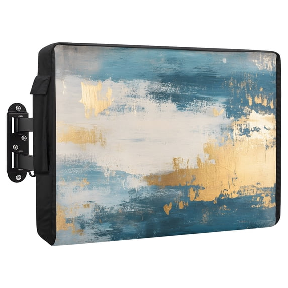 Absstract Color Block Outdoor TV Cover 70 to 75 Inch Gold Blue Gradient ...