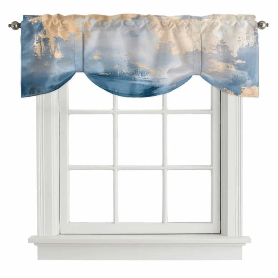 Absstract Color Block Tie Up Window Valance Blue Beige Gradient Art Tie ...
