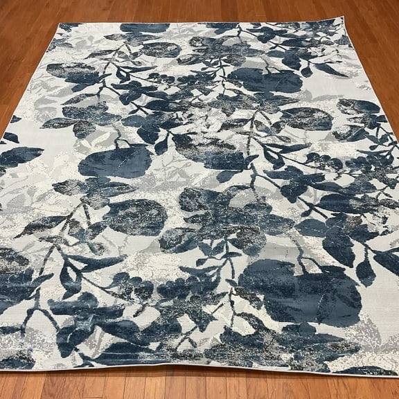 Abstact Floral Design Wool & Silk Rug - 7'10 x 9'10