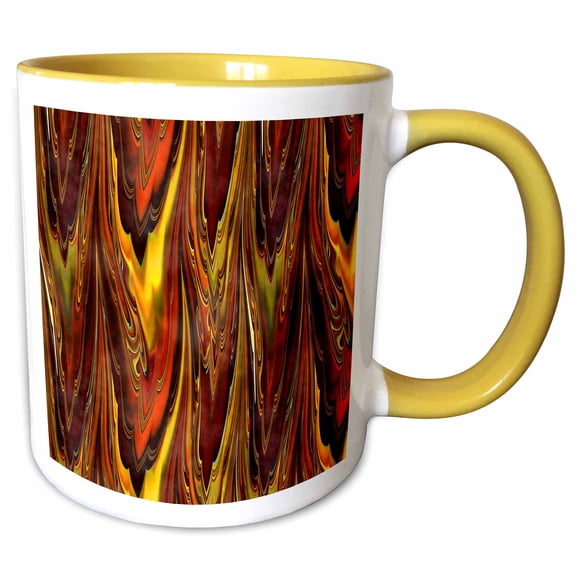 3drose, Abstact Fractal Design in Amber and Yellow, 11oz Two-tone Yellow Mug