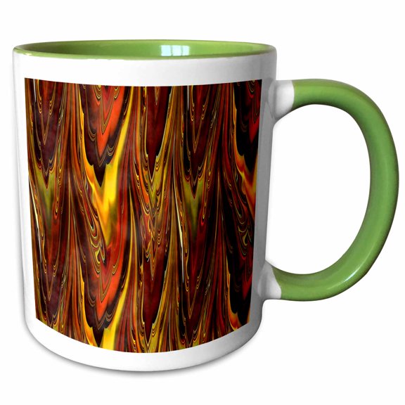 3drose, Abstact Fractal Design in Amber and Yellow, 15oz Two-tone Green Mug