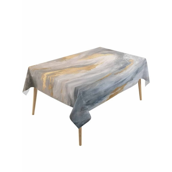 Abstact Marble Texture Table Cloth 54x108 Inch Rectangle, Grey Brown Gold Gradient Art Waterproof Tablecloth Washable Table Cover for Party Picnic Dinner Decor