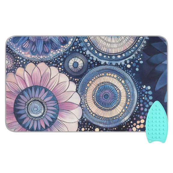 Abstarct Mandala Flowers Ironing Mat Blanket Portable Travel Ironing Pad Heat Resistant Pad 47.2" x 27.6
