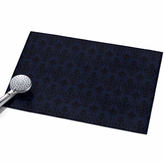 Abstrac Plant Area Rug, Black Blue Flower Ethnic Style Non-Slip Felt Rubber Backing Rectangle Indoor Carpet Washable Rugs for Living Room Bedroom 2x3ft