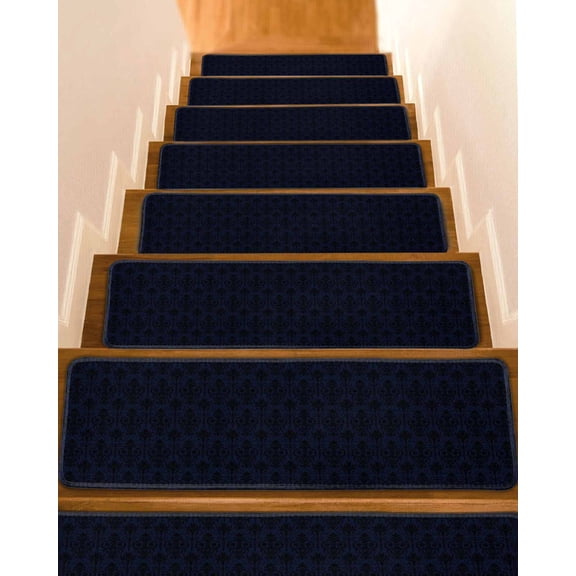 Abstrac Plant Non-Slip Stair Treads for Wooden Steps, 4 Pack 8x30 Inches Carpet Stair Mats with Adhesive Backing, Noise-Reducing Step Covers for Indoor Stairs, Easy to Install & Residue-Free