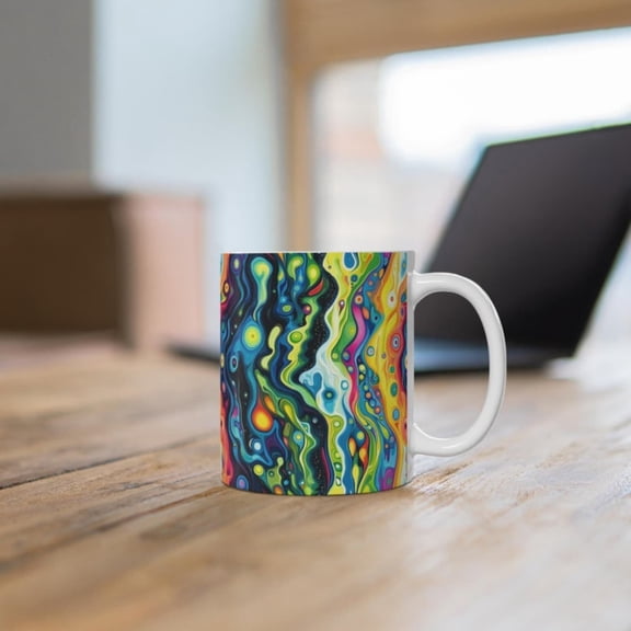 Abstracolorful Ceramic Mug, Colorful Pattern Coffee Cup, Modern Fluid Art Mug, Artistic Tea Cup, Brigholors Gift Mug, & oz.