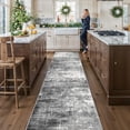 thumbnail image 1 of Abstract 14ft Long Runner Rug: Non-slip Washable Rug Low-pile Soft Beside Carpet Indoor Farmhouse Entryway Floor Mat Bathroom Living Room Cozy Stain Resistant Area Rugs(2'6x14 Black/grey), 1 of 8