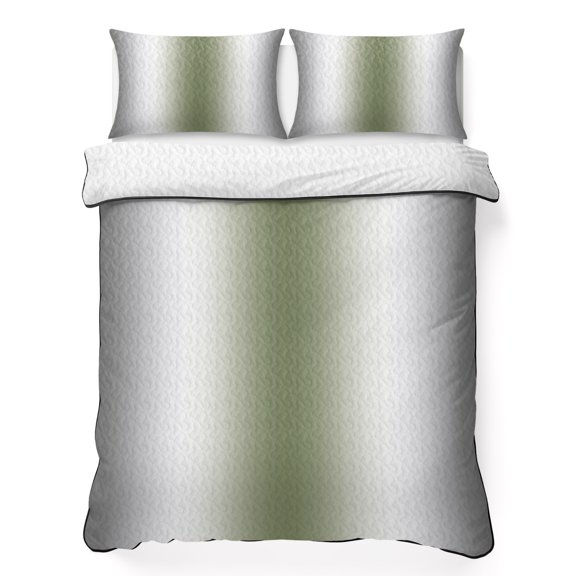Abstract 3 Piece Quilt Bedding Set with 2 Pillow Shams, Dark Gray Seaweed Rate Gradient Ombre Lightweight Bedspread Coverlet, Soft Breathable All Season Quilt, 90 x 96 Inch
