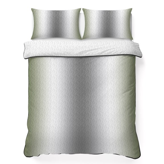 Abstract 3 Piece Quilt Bedding Set with 2 Pillow Shams, Gray Seaweed Rate Gradient Ombre Lightweight Bedspread Coverlet, Soft Breathable All Season Quilt, 90 x 96 Inch