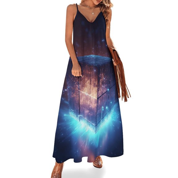 Abstract 3D Futuristic Geometric Plaid Design Sleeveless Dress Woman Fashion Long Dresses Women's Summer Suit Dress 2025
