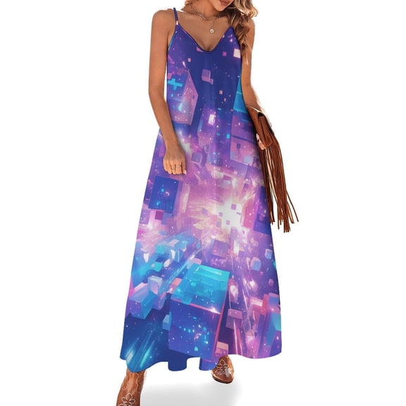 Abstract 3D Futuristic Geometric Plaid Sleeveless Dress Woman Fashion Long Dresses Women's Summer Suit Dress Summer 2025 Women