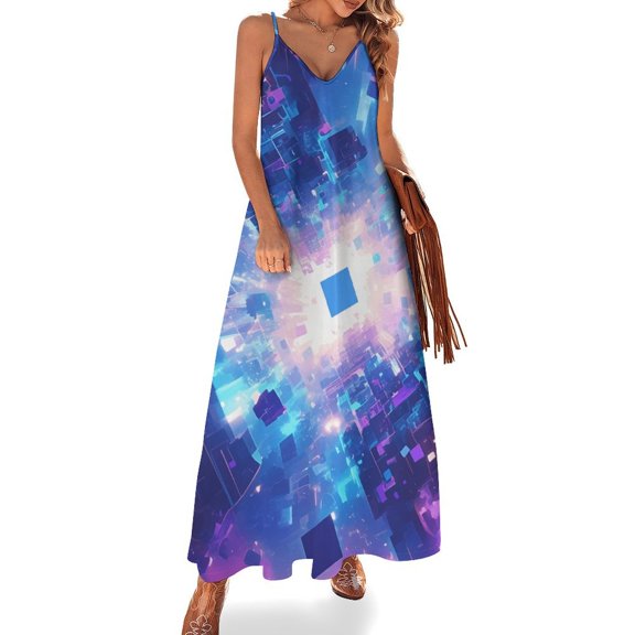 Abstract 3D Futuristic Geometric Plaid Sleeveless Dress Woman Fashion Long Dresses Women's Summer Suit Dress Summer 2025 Women