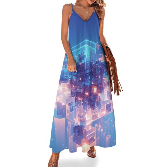 Abstract 3D Futuristic Geometric Plaid Sleeveless Dress Women's Luxury Party Dress Birthday Dresses for Women
