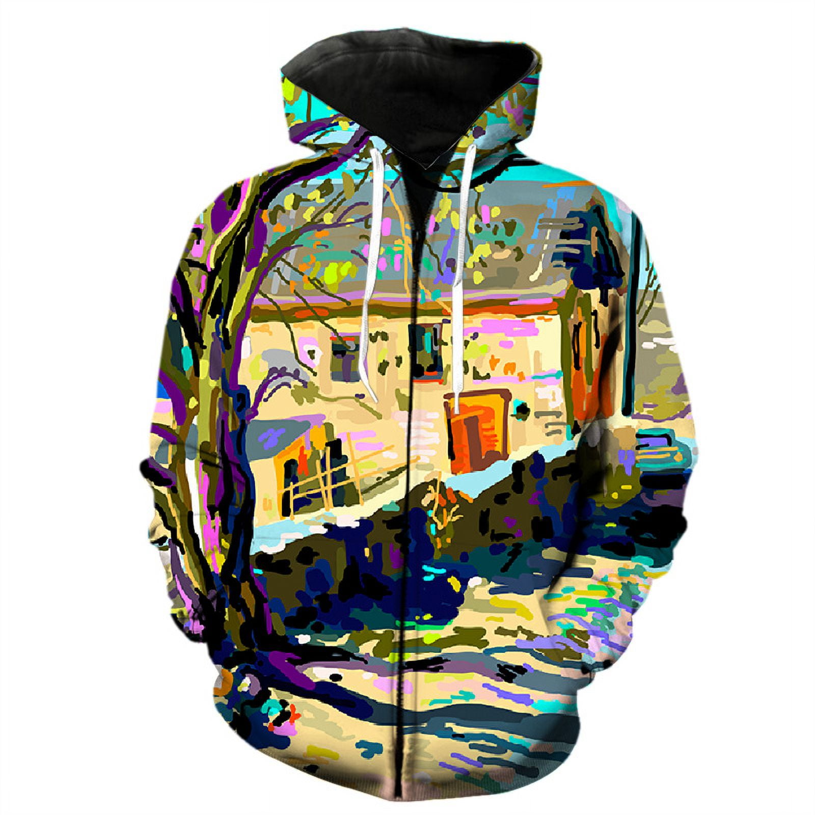 Abstract 3D Printed Art Painting Zipper Hoodie Men Kids Spring Hip Hop ...