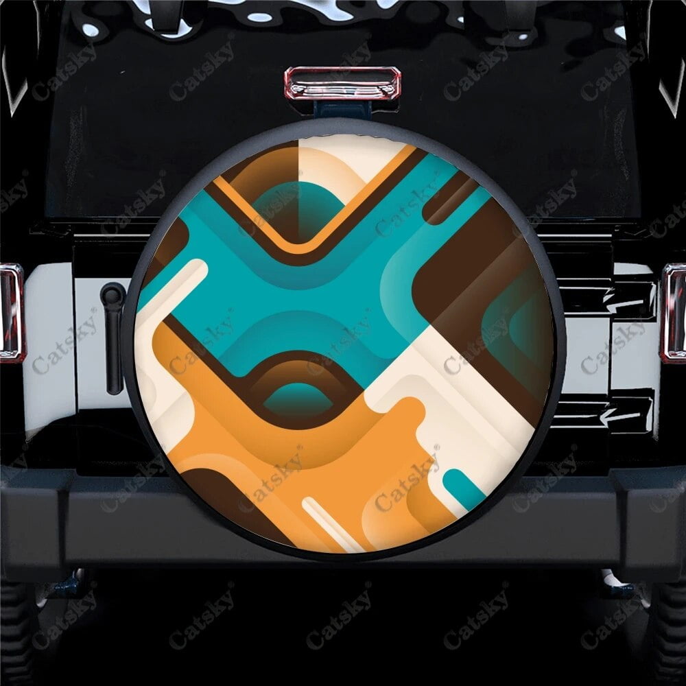 Abstract 3D Shapes Print Spare Tire Cover Waterproof Tire Wheel