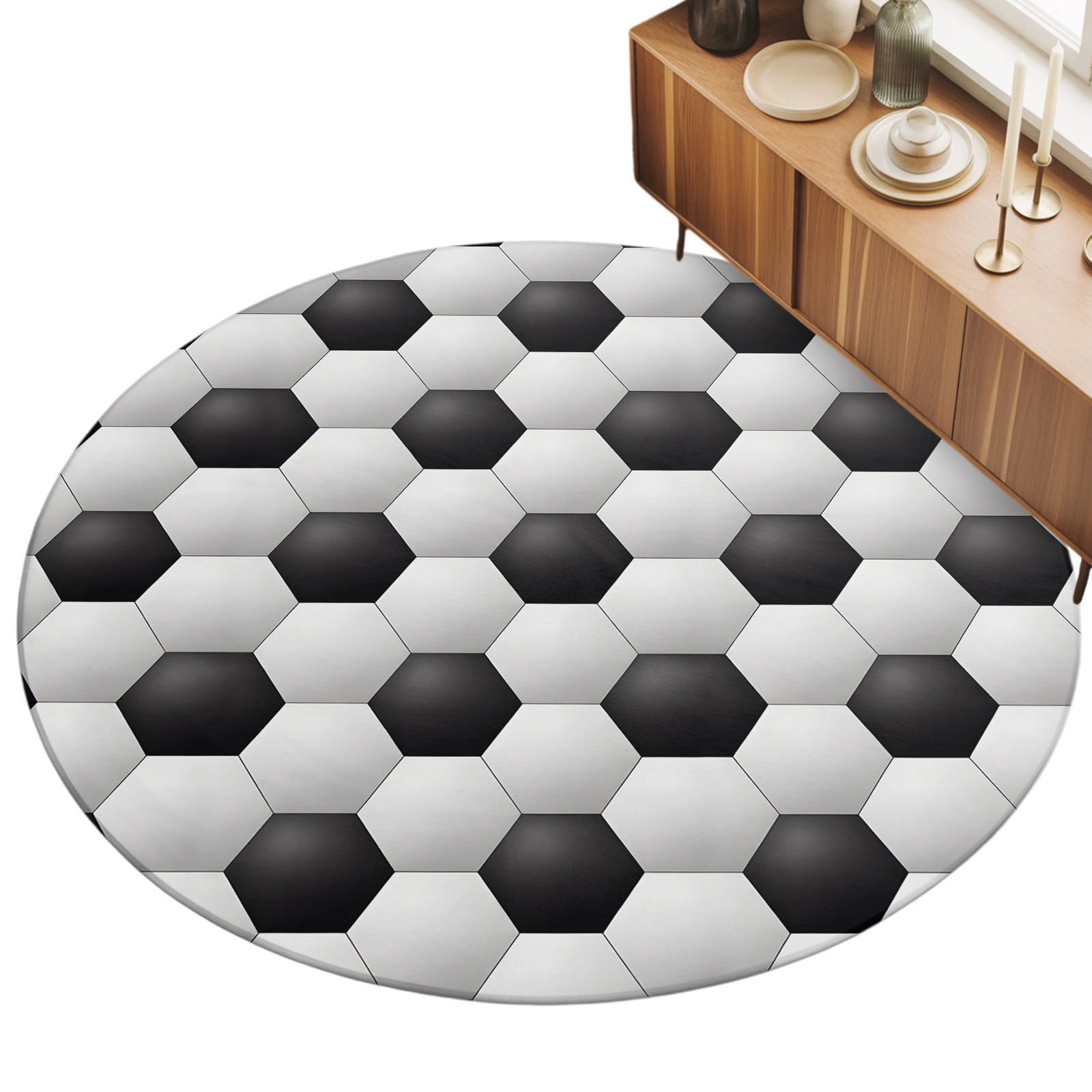 Abstract 3D Soccer Skin Area Rugs 4' (Round) Modern Abstract ...