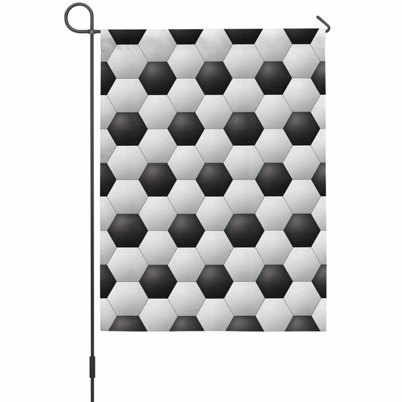 Abstract 3D Soccer Skin Garden Flag 12 x 18 Inches, Modern Abstract Symmetrical Black White Plaid Weather Proof Outdoor Patio Flags Double Sided Small Garden Decoration for Yard Outside Home