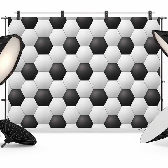 Abstract 3D Soccer Skin Photography Backdrop 7x5FT, Modern Abstract Symmetrical Black White Plaid Photo Backdrops, Background for Photography Studio Photo Studio Background, Back Drop for Photoshoot