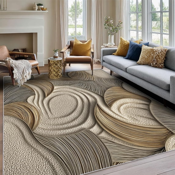 Abstract 3D Textured Area Rug, Modern Art Design Carpet, Washable Non ...