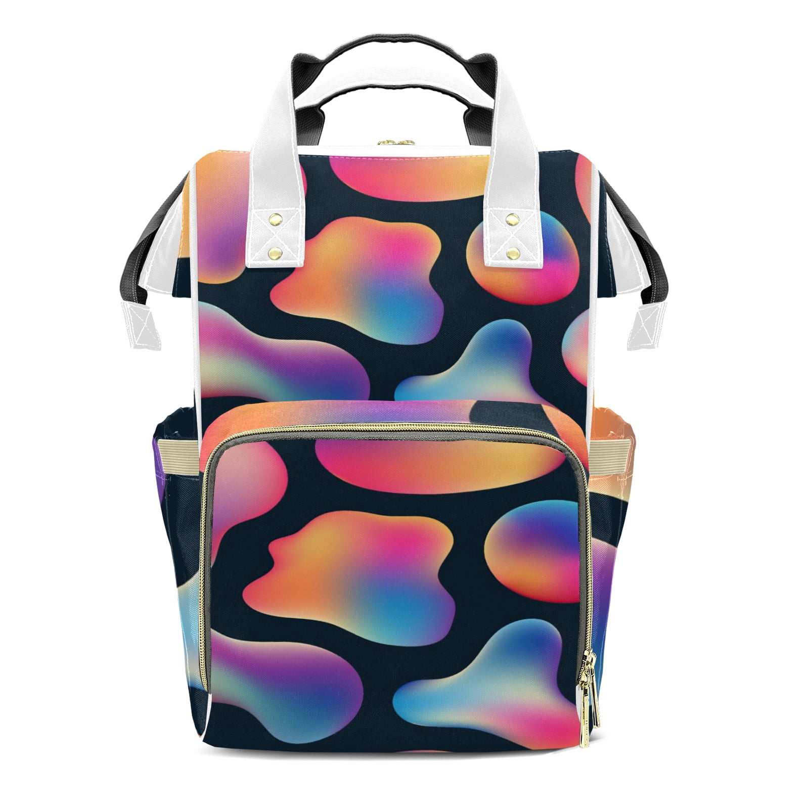Abstract 3d Fluid Bubbles Diaper Backpack – Large Capacity, Insulated Baby Bottle Pocket, Multifunctional Mommy Bag for Boys & Girls