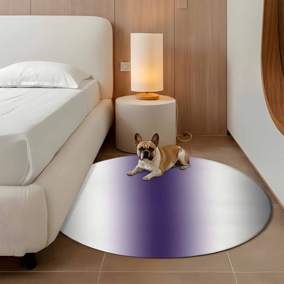 Abstract 3ft Round Rug for Bathroom Accent Bedside Corner, Dark Gray Purple Gradient Ombre Washable Non Slip Circle Area Rug for Small Spaces