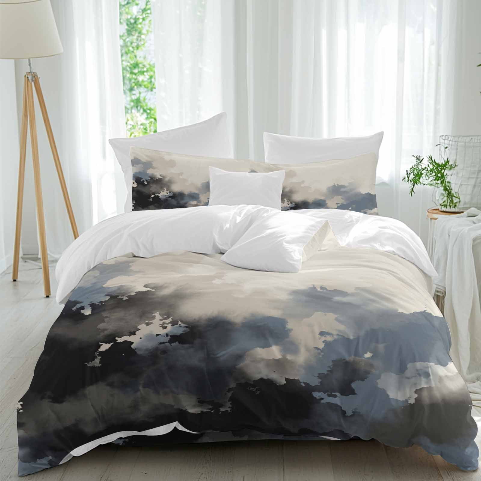 Abstract 4 Piece Duvet Cover Set Full Size Oil Painting Industry Style ...