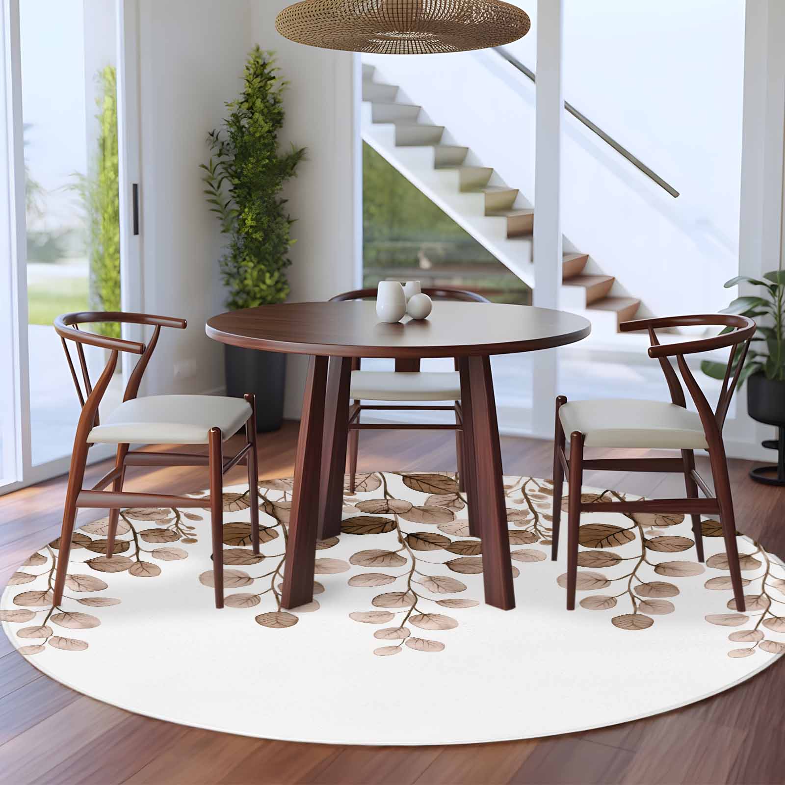 Abstract 5ft Round Rug for Dining Table for 4 People Under Table ...
