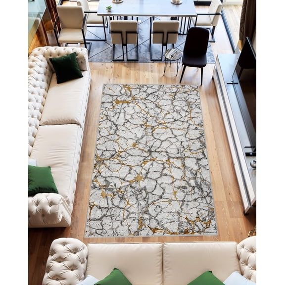 Abstract 5x7 Marble Area Rug Contemporary Modern Artistic Carpet for Living Room Bedroom