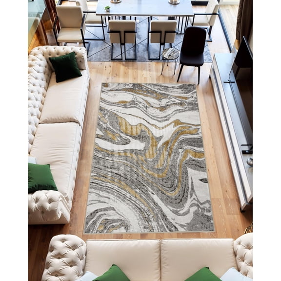 Abstract 5x7 Marble Area Rug Contemporary Modern Artistic Carpet for Living Room Bedroom