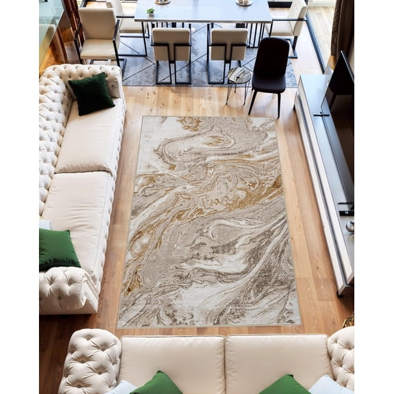 Abstract 5x7 Marble Area Rug Contemporary Modern Artistic Carpet for Living Room Bedroom
