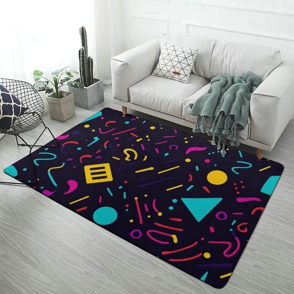 Abstract 80s Retro Confetti Pattern Carpet for Home Decoration Soft Comfy Rugs for Bedroom Living Room Bathroom Entrance Non-slip Comfort Mat