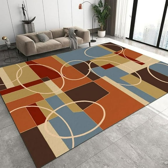 Abstract Aesthetic Art Design Area Rug, Colorful Geometric Graphic Design Dining Room Rug, Soft Washable Carpet For Living Room Bedroom Balcony Nursery Office 3 x 4ft