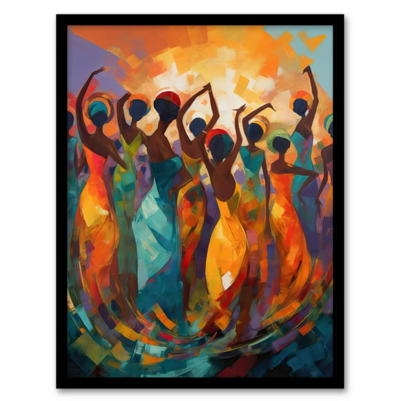 Abstract Africa Dance African Dancing Painting Rhythm Body Energy Theatre Arts Artwork Art Print Framed Poster Wall Decor 12x16 inch